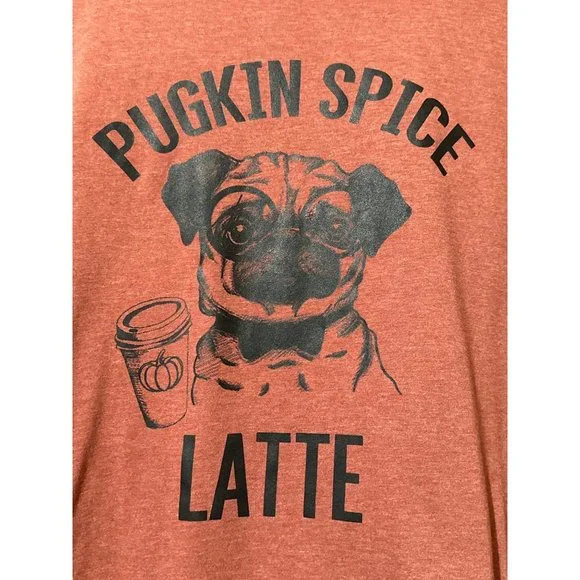 Bella Canvas size 2XL orange Pugkin Spice Latte short sleeve cotton blend tee - Picture 1 of 7